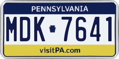 PA license plate MDK7641