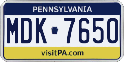 PA license plate MDK7650