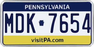 PA license plate MDK7654