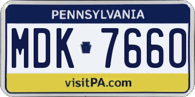PA license plate MDK7660