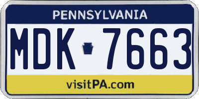 PA license plate MDK7663