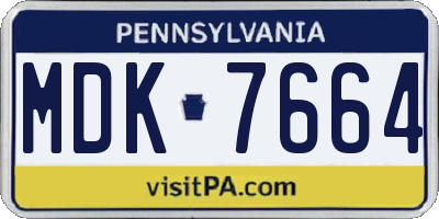 PA license plate MDK7664