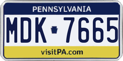 PA license plate MDK7665