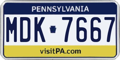 PA license plate MDK7667