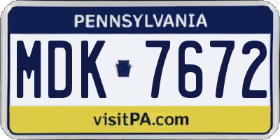 PA license plate MDK7672