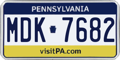 PA license plate MDK7682