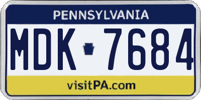 PA license plate MDK7684