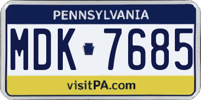 PA license plate MDK7685