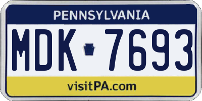 PA license plate MDK7693