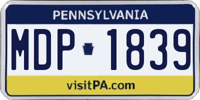 PA license plate MDP1839