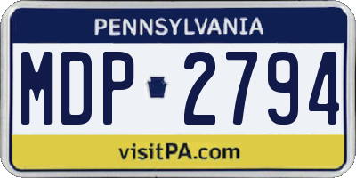 PA license plate MDP2794
