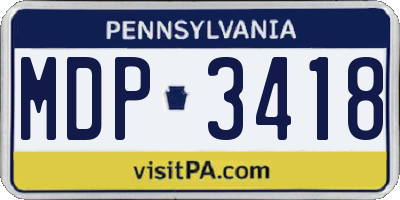 PA license plate MDP3418