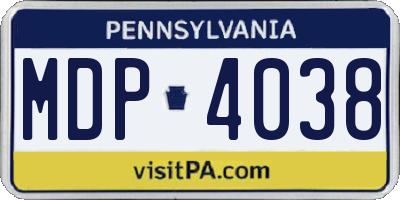 PA license plate MDP4038