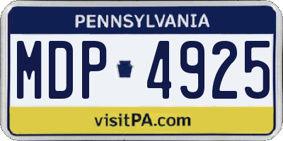 PA license plate MDP4925
