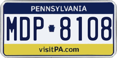 PA license plate MDP8108