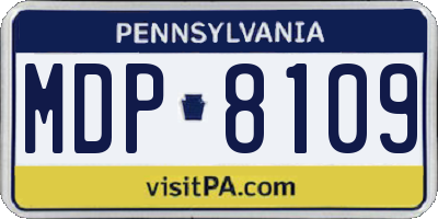 PA license plate MDP8109