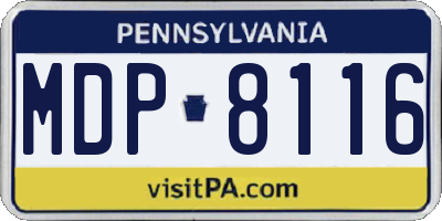 PA license plate MDP8116