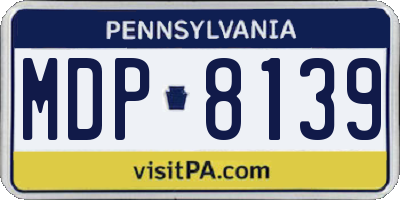 PA license plate MDP8139
