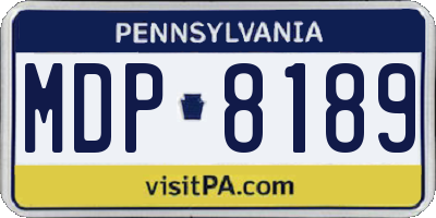 PA license plate MDP8189