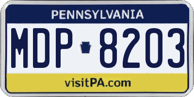 PA license plate MDP8203