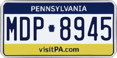 PA license plate MDP8945