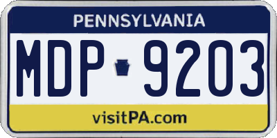 PA license plate MDP9203