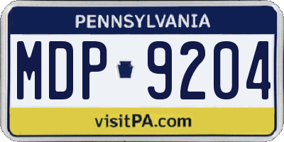 PA license plate MDP9204