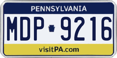 PA license plate MDP9216