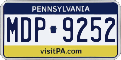 PA license plate MDP9252