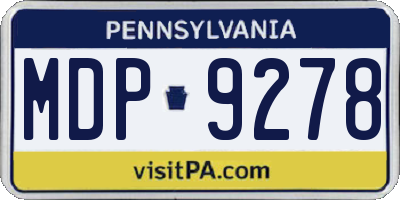 PA license plate MDP9278