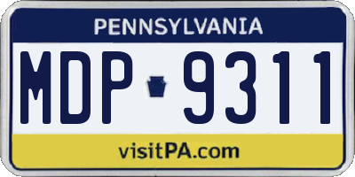 PA license plate MDP9311