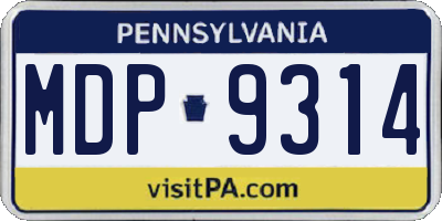 PA license plate MDP9314