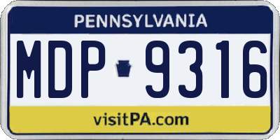 PA license plate MDP9316