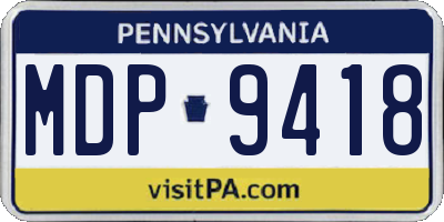 PA license plate MDP9418