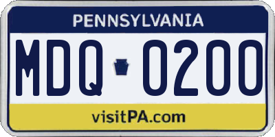 PA license plate MDQ0200