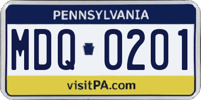 PA license plate MDQ0201