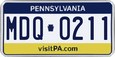 PA license plate MDQ0211