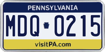 PA license plate MDQ0215