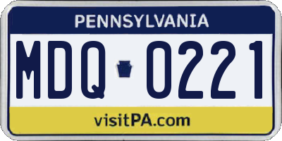 PA license plate MDQ0221