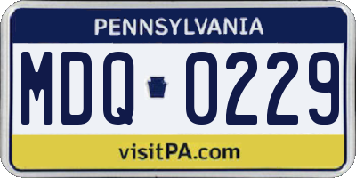 PA license plate MDQ0229