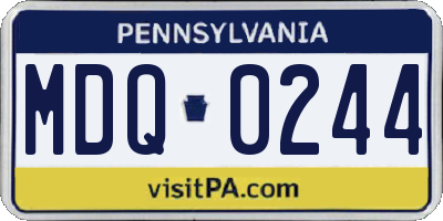 PA license plate MDQ0244