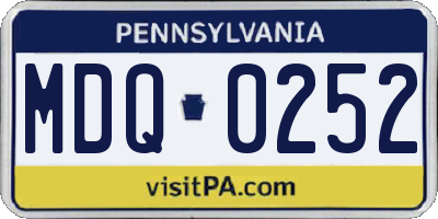 PA license plate MDQ0252