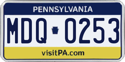 PA license plate MDQ0253
