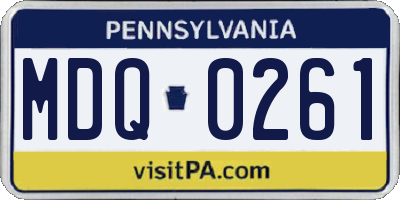 PA license plate MDQ0261