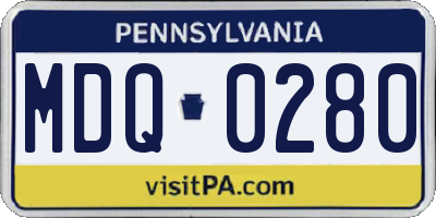 PA license plate MDQ0280