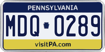 PA license plate MDQ0289