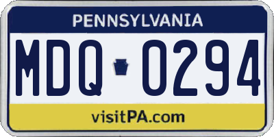 PA license plate MDQ0294