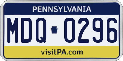 PA license plate MDQ0296