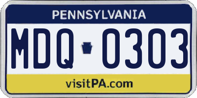 PA license plate MDQ0303
