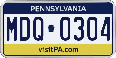 PA license plate MDQ0304
